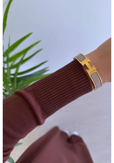 Merserize Elbise - Kahverengi Kahverengi