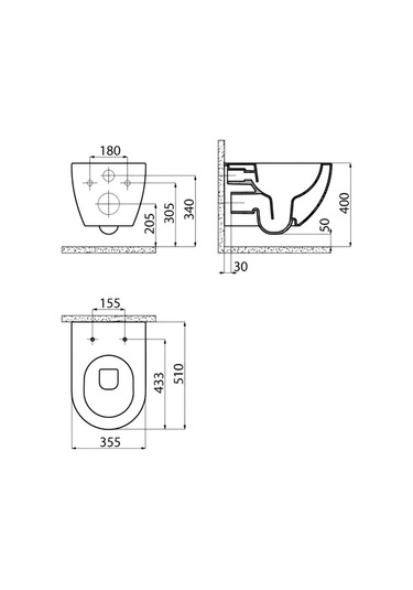Creavit Free Entegre Ara Musluklu Kanallı Asma Klozet Fe320, Creavit Free Duck Duroplast Yavaş Kapak Beyaz