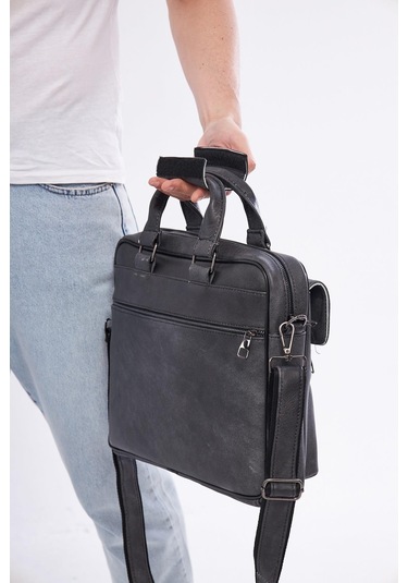 Derinss Dub3088 Hakiki Deri Gri Gölge Laptop Ve Evrak Çantası 001