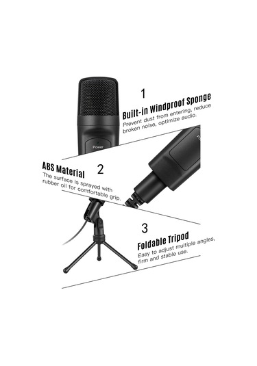 Lemestar Profesyonel Usb Mikrofon - Oyun, Podcast, Kayıt Ve Konferanslar İçin Yüksek Kaliteli Ses