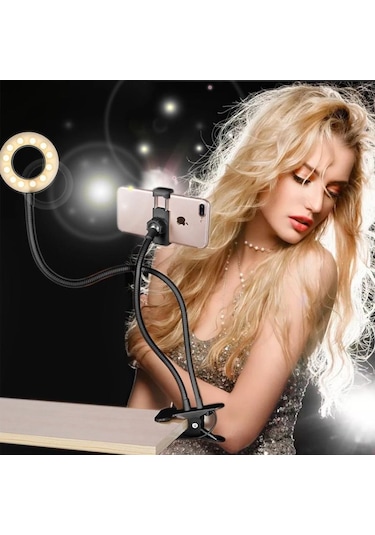 Telefon Tutucu Tripod Masa Lambası Youtuber Tripodu Usb-Led Işık