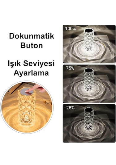 Greentech Dokunmatik 3 Renk Usb Kablolu Led Masa Lambası Gt-cl15 Kristal