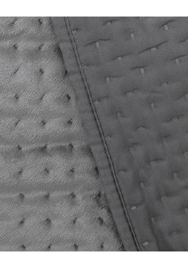 Madame Coco Boulogne Çift Kişilik Kadife Yatak Örtüsü - Antrasit Gri