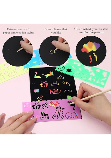 Gökkuşağı Çizik Kağıdı Sanat Seti Çizik Kağıdı, Siyah Çizik Kağıdı Sağlar