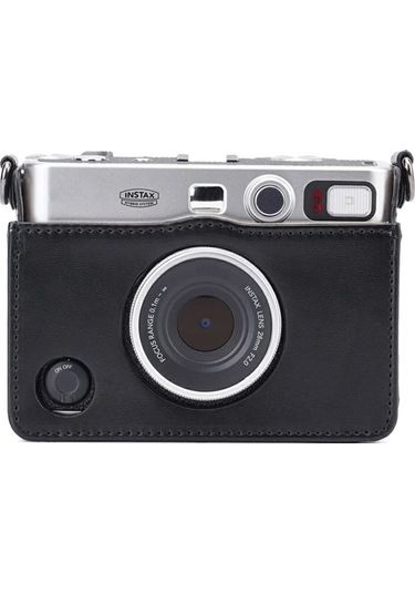 Butu Instax Mini Evo İçin Pu Deri Retro Kamera Çantası Omuz Askılı Anti-damla Koruyucu Kapak - Siyah