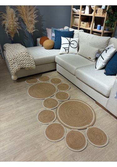 Mavaux Siyah Snake Hasır Jüt Bej Yolluk Halı Kilim Krem - Bej