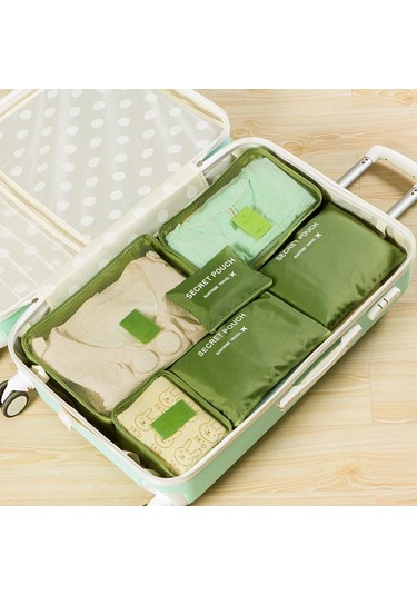 Yeşil 6 Adet Set Seyahat Bavul Organizatör Çanta Bagaj Ambalaj Küpleri Seyahat Organizatör Depolama Ayakkabı Elbise Bagaj Organizatör Çanta Yeşil