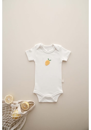 Ohlalakoala Limon Nakışlı Çıt Çıtlı Body-zıbın Krem