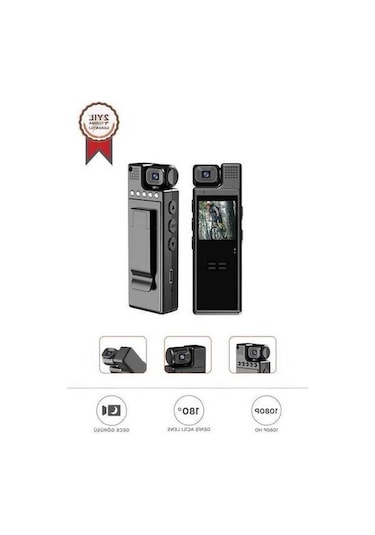 Ulzyvf Wifi Vücut Kamerası Siyah, Gece Görüşlü 4k 180 Aksiyon Cmr-19 Siyah