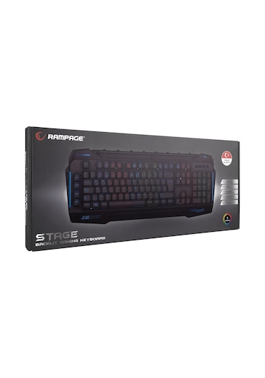 Rampage KB-R63 STAGE Usb Kablolu RGB Işıklı 4 Makrolu Ses Mik Çıkışlı Oyuncu Q Klavye