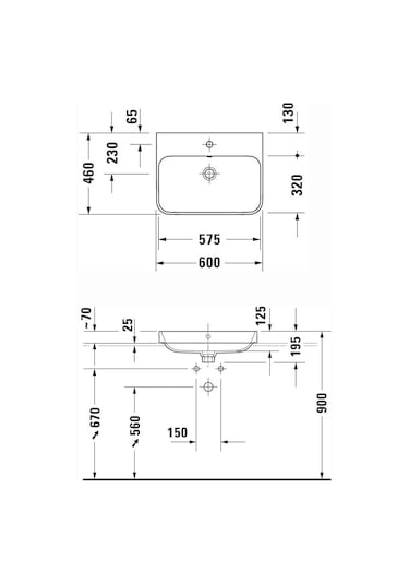 Duravit Lavabo Happy D.2 Plus 60 x 46 CM Beyaz  02360600000