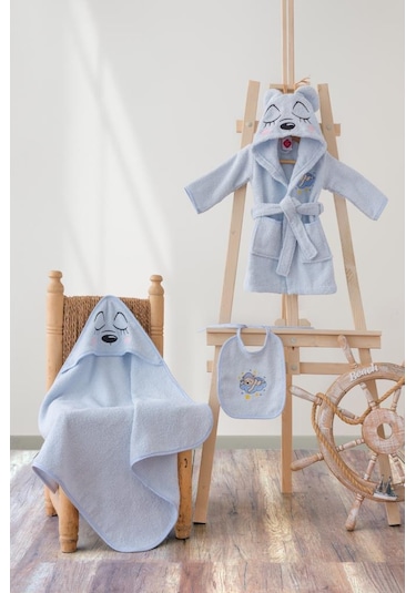 Cotton Box Bebek Banyo Seti Bear Mavi