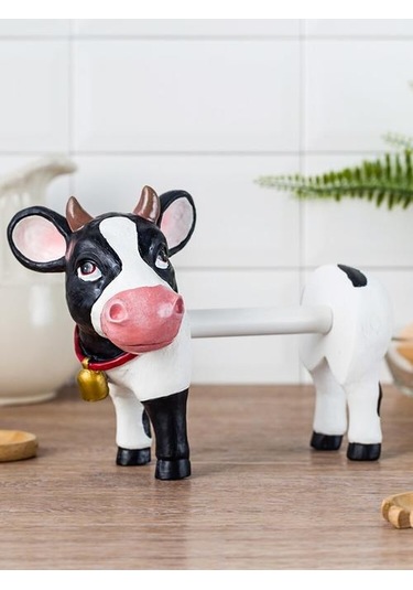 Yaratıcı Reçine Rulo Doku Tutucu Ana Masaüstü Dekorasyon Süsleri Sevimli İnek Rulo Kağıt Tutucu Mutfak Basit Rulo Doku Kutusu Doku Kutuları Beyaz