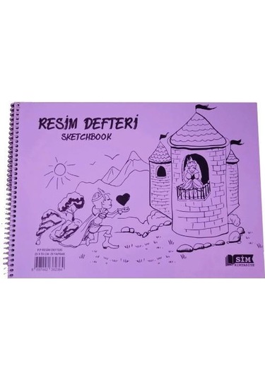 Sim 25x35 Spiralli Plastik Kapak 25 Yaprak Resim Defteri 12 Adet