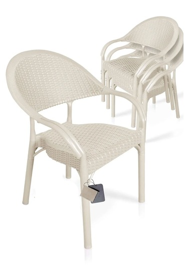 Alezy Bambu Rattan Kollu Koltuk 6 Adet Cappucino