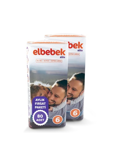 Elbebek Elite Bebek Bezi 6 Numara XLarge Fırsat Paketi 80 Adet 2'li