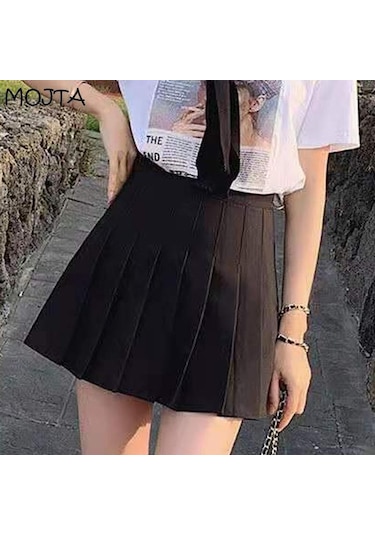 Yaz Kadın Pileli Etekler Bayan Mini Etekler Yüksek Bel Beyaz Siyah Etekler Tatlı Kız Kore Etekler Siyah