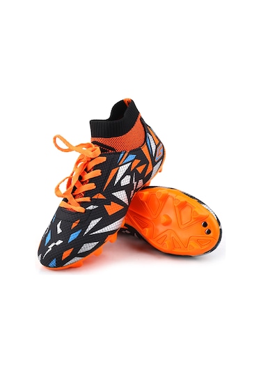 Papuç Sepeti Dgn-2303 Erkek Çocuk Çoraplı Krampon Spor Ayakkabı Turuncu
