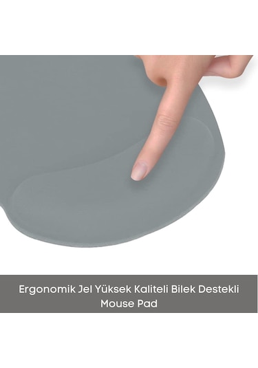 Buz Mavisi Bilek Destekli Ergonomik Jel Kaymaz Taban Mouse Pad