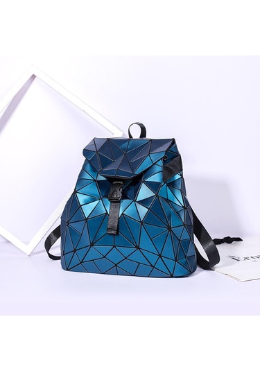 Kadın Sırt Çantası Kız Öğrenci Okul Çantası Holografik Lazer Geometri Seyahat Çantası Tasarımcı Kadın Sırt Çantası Black Siyah