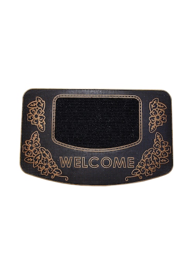 Welcome Yazılı Kauçuk Toz Tutucu Kapı Önü Paspası Rose