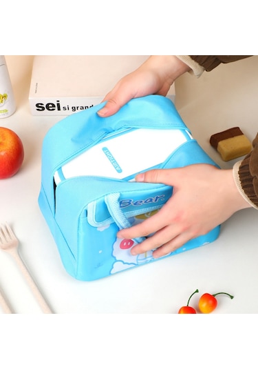 Dishykooker Karikatür Öğle Yemeği Kutusu Büyük Kapasiteli Yeniden Kullanılabilir Taşınabilir Yalıtım Bento Çantası Okul Açık Piknik Için