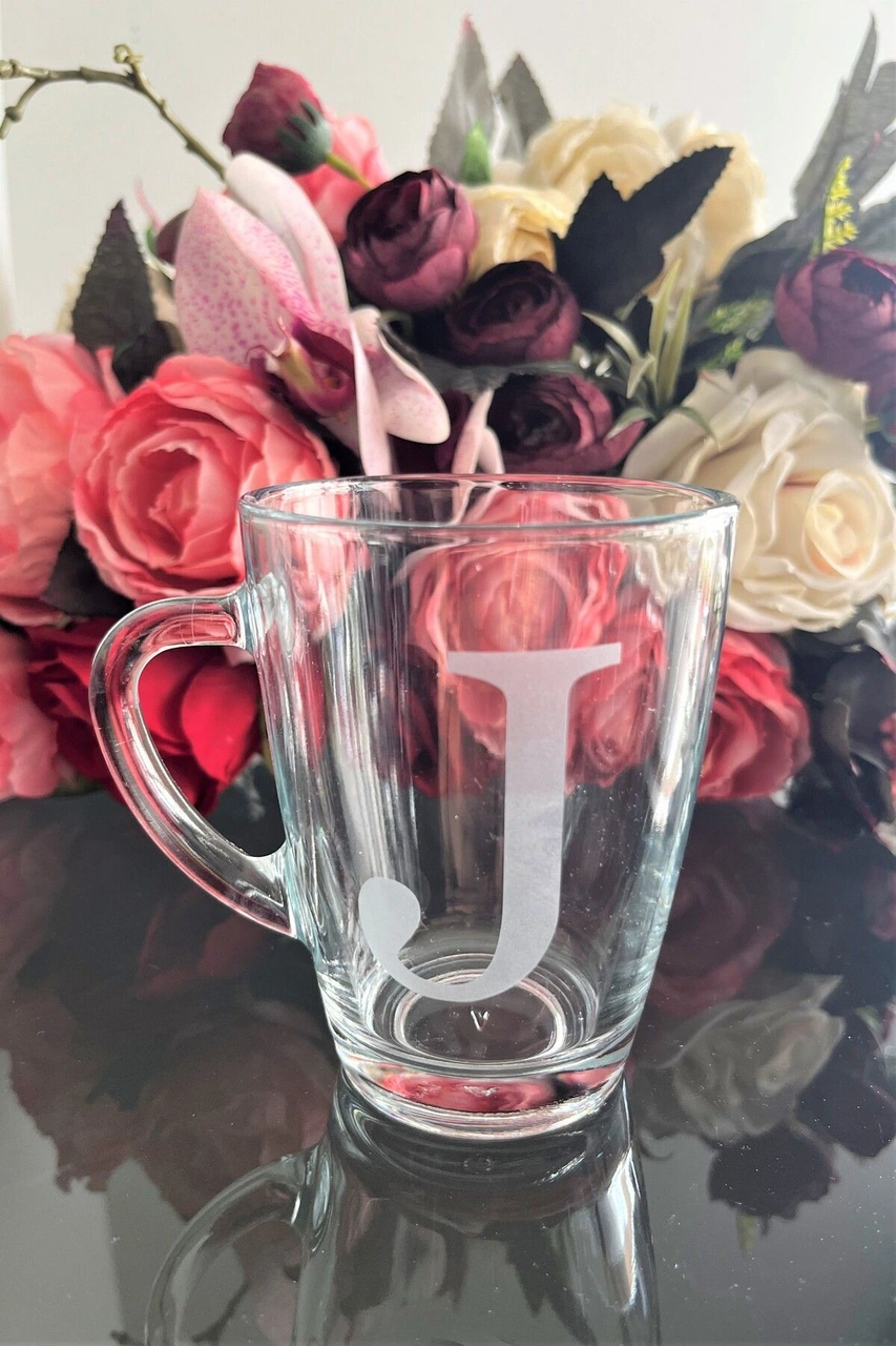 Kişiselleştirilmiş J Harfli Cam Kupa 300 Cc 1 Ad. Mat