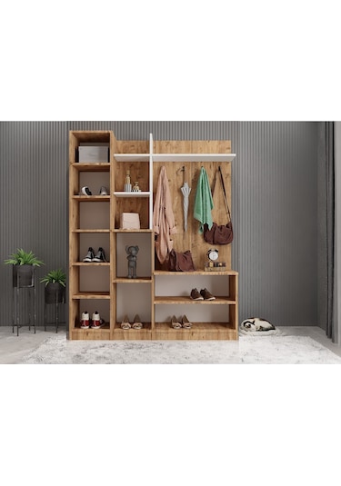 Çizgi Portmanto Vestiyer- Çam Beyaz-180 cm