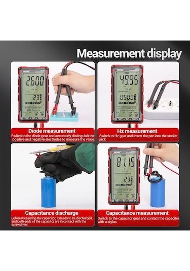 Maoyaya Aneng 622b Dokunmatik Multimetre, Yüksek Hassasiyetli Yanma Önleyici Led Işıklı