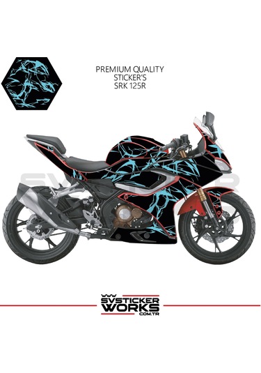 Rks Srk 125r Kaplama Sticker Şimşek Yıldırım Motor Kaplama Modeli Hazır Kit Mavi