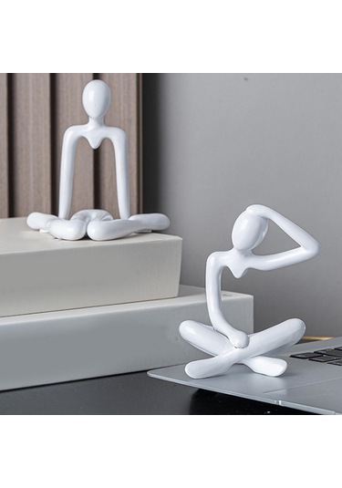 Suntek Düşünür Soyut Heykel Koleksiyonu Masa Kitaplık Beyaz