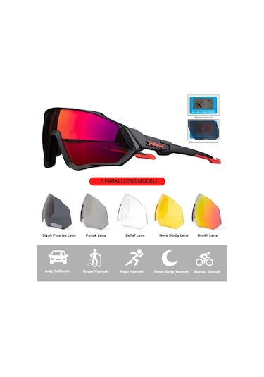 Kapvoe Typhoon Değişebilir 5 Lens Mtb Polarize Bisiklet Spor Dağ