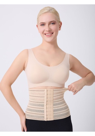 Norma Uzun Model Desenli Hava Alabilen Beli Toparlayan Sıkılaştıran Lateks Korse Ten Renk Ten