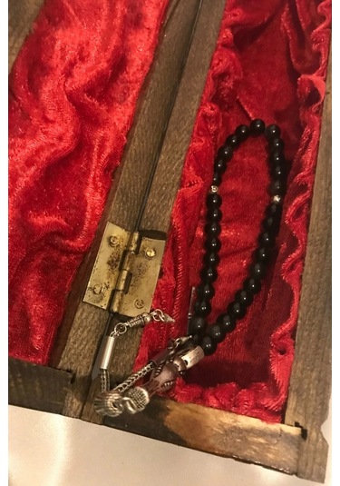 Tespih Obsidyen Doğal Taş Tesbih Gümüş İmameli Aura Taşı Ahşap Kutulu 6mm Çok Renkli