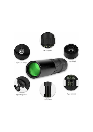 Triline 10-300x40mm Zoom Monoküler Teleskop Taşınabilir Dürbün Siyah