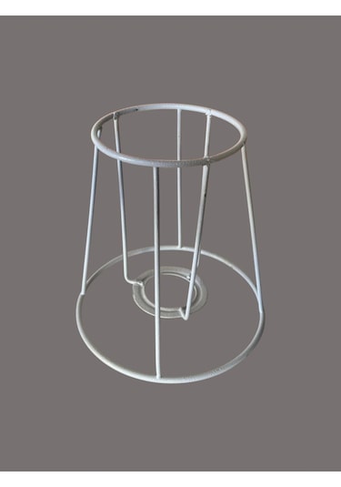 Konik Mini Abajur Teli Ve Aplik Teli, İskeleti Beyaz Statik Boyalı E27 15 Cm Metal