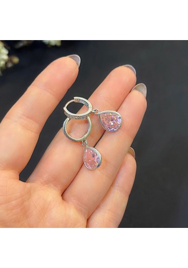 Stela Pembe Kuvars Damla Gümüş Küpe