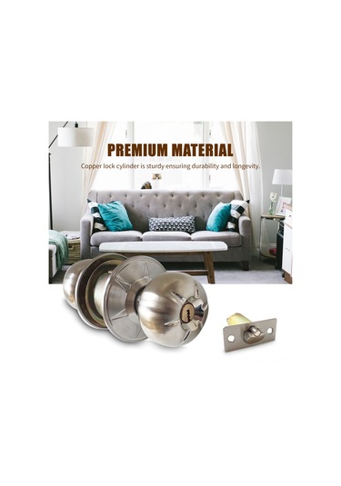 Kosona Stainless Steel Kilitli Kapı Topu - Bakır Anahtarlık, İçten Döndürme Düğmesi, 3 Anahtar, 27-50mm Kalınlık, Yatak Odası/banyo Diğer