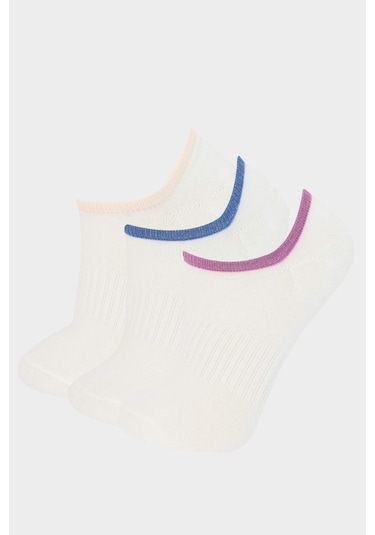 Defacto Kadın 3lü Pamuklu Sneaker Çorap E2090axnswt1 Beyaz