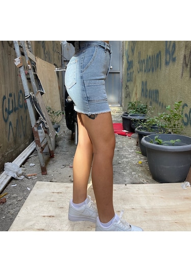 Kaizer Kadın Kot Mini Etek Buz Mavisi