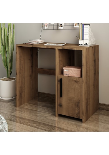 Kuzey Tek Kapaklı Çalışma Masası Minimal Tasarım Antik Ceviz