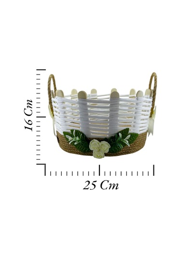 Çok Amaçlı Hasır Sepet Makyaj Organizer Takı Kutusu Banyo Komodin Üstü Düzenleyici Beyaz