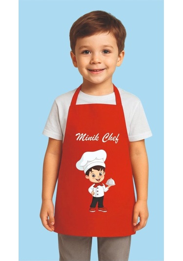 Çocuk Mutfak Önlüğü Etkinlik Önlüğü 4-12 Yaş Aktivite Önlüğü Kırmızı 3
