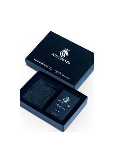 Hediyelik Set Özel Erkek Edp Parfüm Ve Siyah Deri Kartlık - E-065 Amber