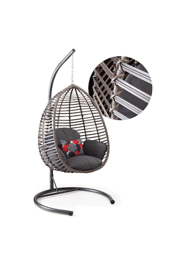 Capri Swing Gümbet Tekli Rattan Bahçe Salıncağı Balkon Salıncağı 001