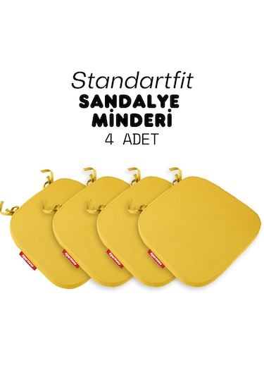 Xpermate 4'lü Standartfit Oval Sandalye Minderi 42x42x5 Sarı