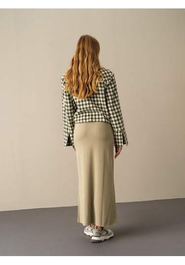 Yeşil Regular Fit Triko Uzun Etek 850893 Yeşil