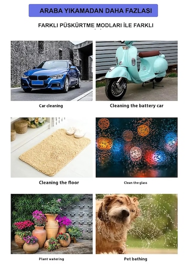 Araba Balkon Bahçe Yıkama Ayarlanabilir Başlıklı Hortumu Full Set