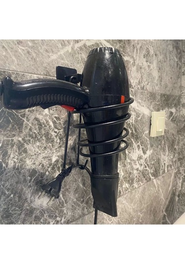 Kendiliğinden Yapışkanlı Siyah Paslanmaz Metal Fön Makinesi Askısı Saç Kurutma Makinesi Tutacağı 41 Çok Renkli