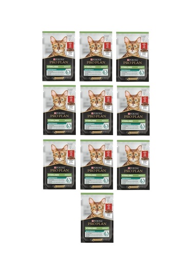 Purina Pro Plan Pouch Sterilised Biftekli Yetişkin Kedi Maması 10 x 85 G